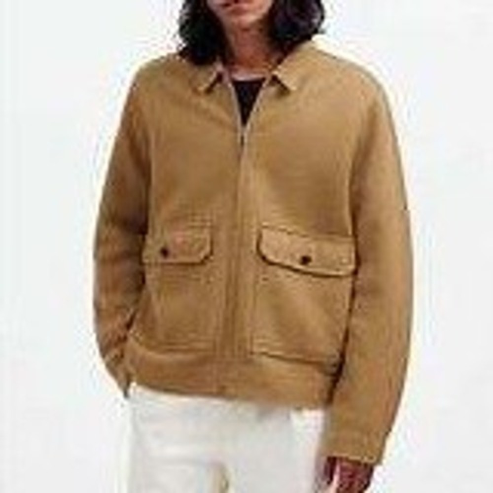 Madewell Mens Boiled Merino Wool Jacket Sz S Brown Utility Full Zip Shacket